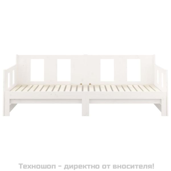Разтегателна кушетка, бяла, борово дърво масив, 2x(90x190) см