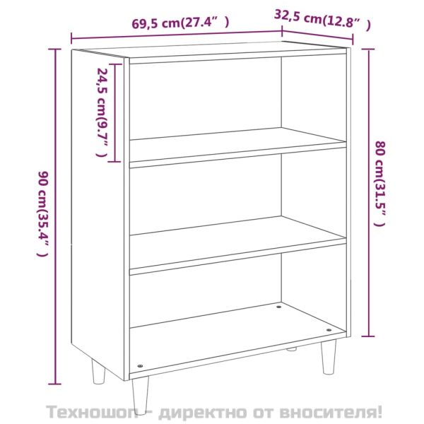 Сайдборд, опушен дъб, 69,5x32,5x90 см, инженерно дърво