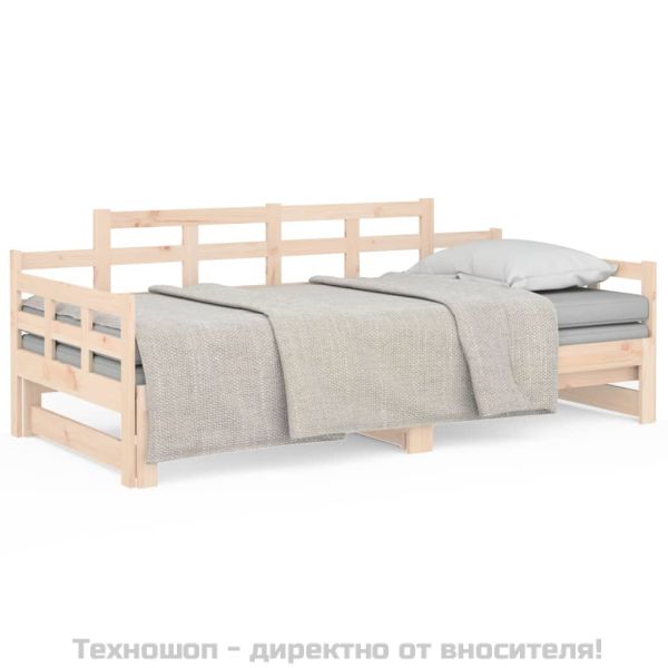Разтегателна кушетка, борово дърво масив, 2x(80x200) см