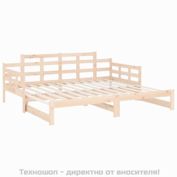 Разтегателна кушетка, борово дърво масив, 2x(80x200) см