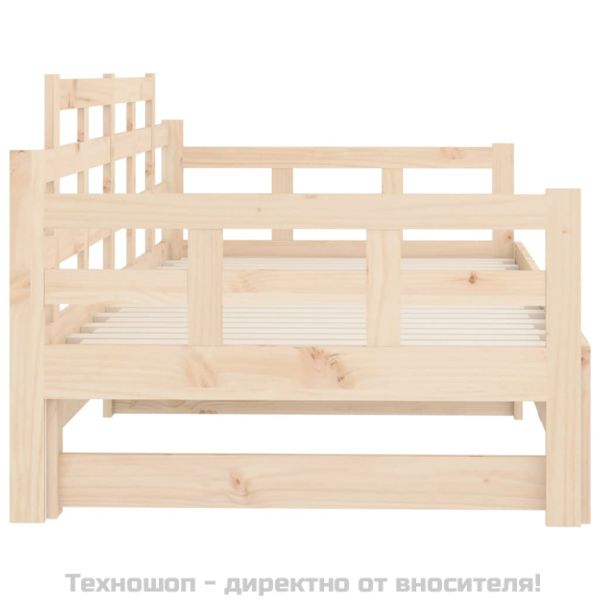 Разтегателна кушетка, борово дърво масив, 2x(80x200) см