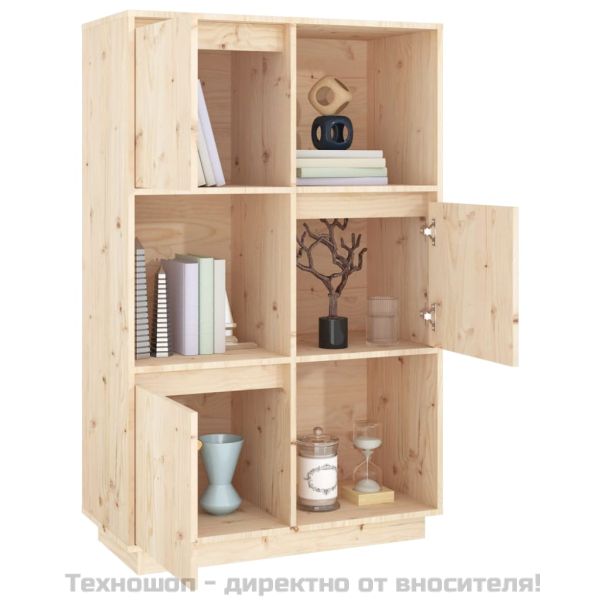 Висок шкаф, 74x35x117 см, борово дърво масив
