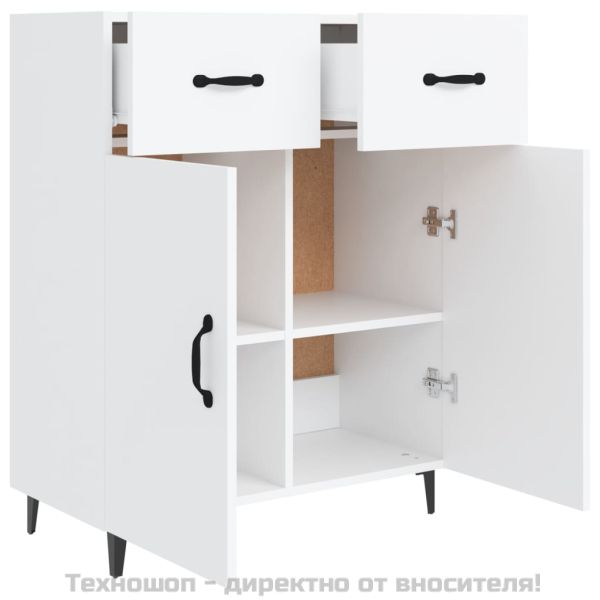 Сайдборд, бял, 69,5x34x90 см, инженерно дърво