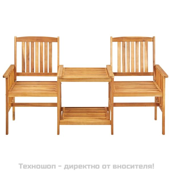 Градински столове с маса за чай, 159x61x92 см, акация масив