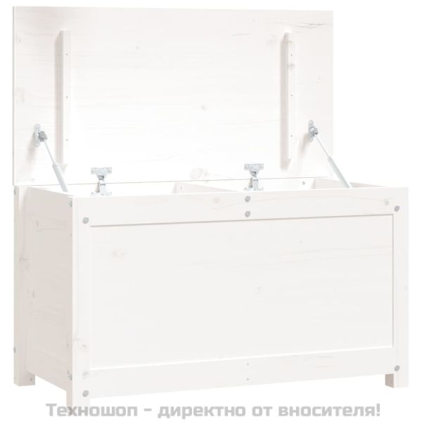 Кутия за съхранение, бяла, 80x40x45,5 см, борово дърво масив