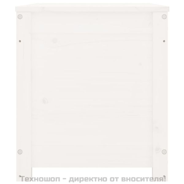 Кутия за съхранение, бяла, 80x40x45,5 см, борово дърво масив