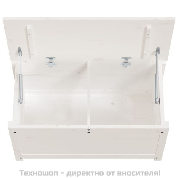 Кутия за съхранение, бяла, 80x40x45,5 см, борово дърво масив