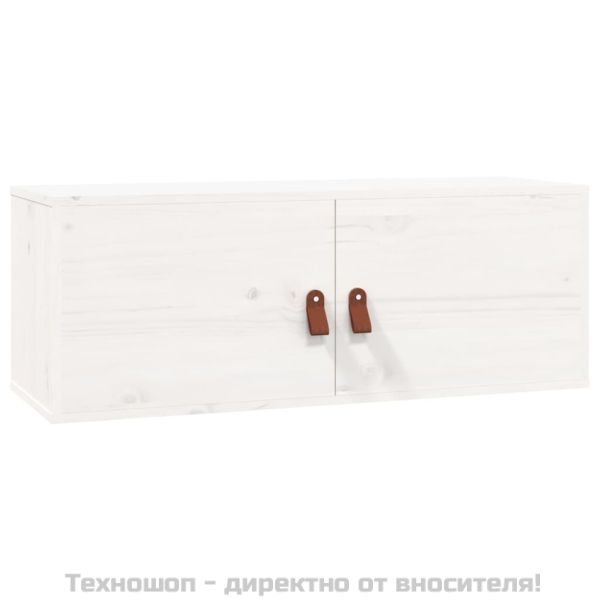 Стенен шкаф, бял, 80x30x30 см, борово дърво масив