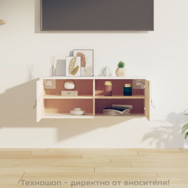 Стенен шкаф, бял, 80x30x30 см, борово дърво масив