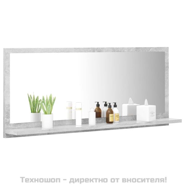 Огледало за баня, бетонно сиво, 90x10,5x37 см, ПДЧ