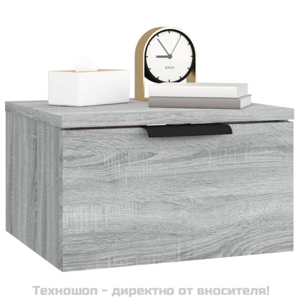 Нощни шкафчета за стенен монтаж, 2 бр, сив сонома, 34x30x20 см