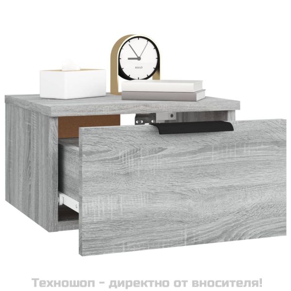 Нощни шкафчета за стенен монтаж, 2 бр, сив сонома, 34x30x20 см