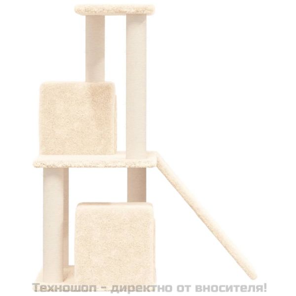 Котешко дърво със сизалени стълбове, кремаво, 82 см