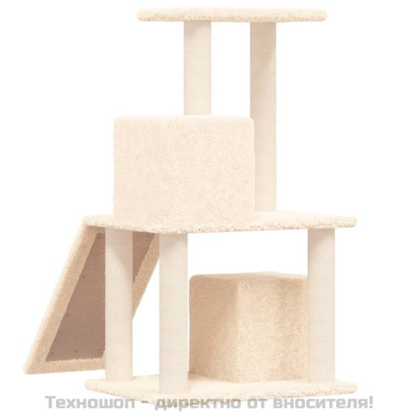 Котешко дърво със сизалени стълбове, кремаво, 82 см