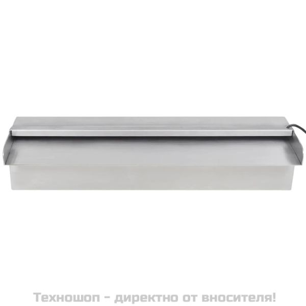 Правоъгълен фонтан за басейн, LED, неръждаема стомана, 45 см