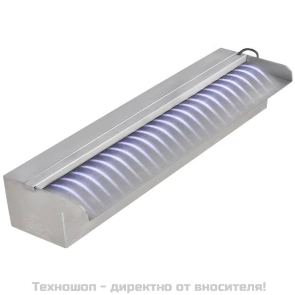 Правоъгълен фонтан за басейн, LED, неръждаема стомана, 45 см
