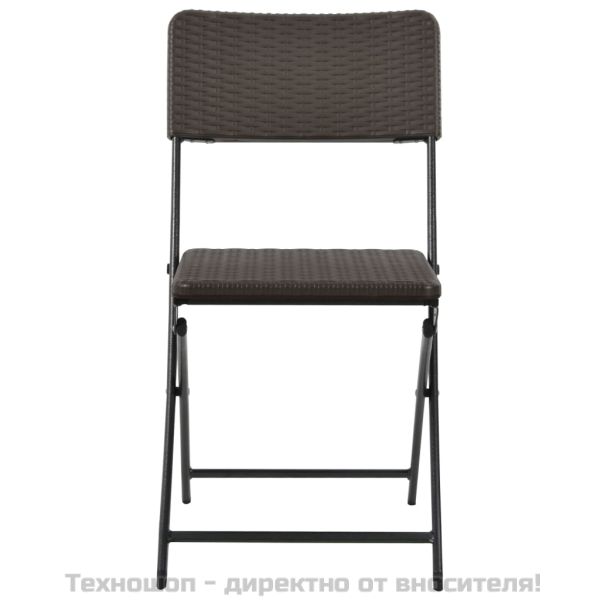 Сгъваеми градински столове, 2 бр, HDPE и стомана, кафяви