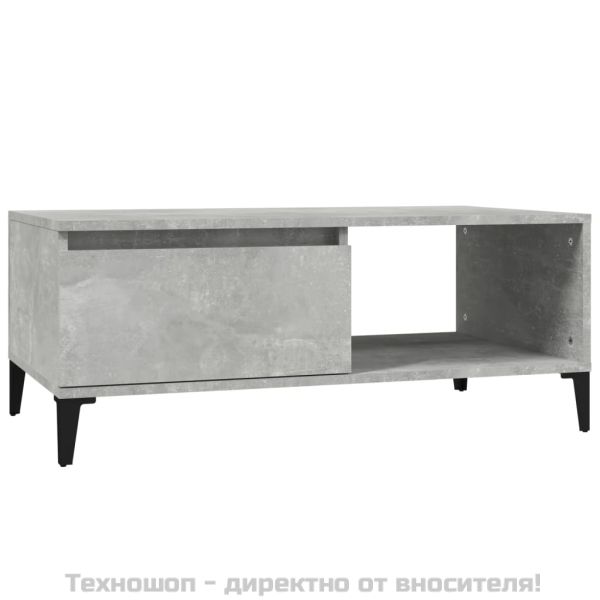 Маса за кафе, бетонно сива, 90x50x36,5 см, инженерно дърво