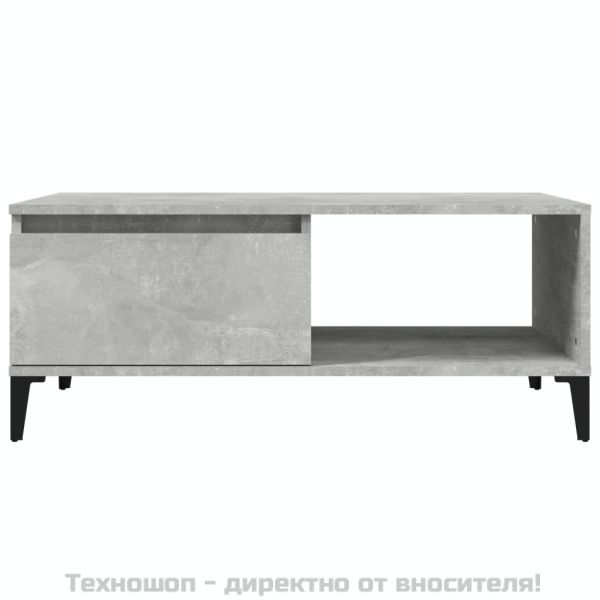 Маса за кафе, бетонно сива, 90x50x36,5 см, инженерно дърво