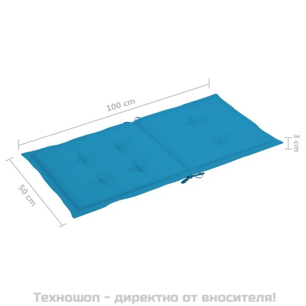 Възглавници за столове 4 бр сини 100x50x3 см Оксфорд плат