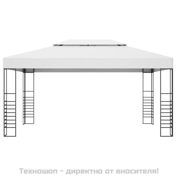 Градинска шатра стомана с прахово покритие 4x3x2,7 м бяла