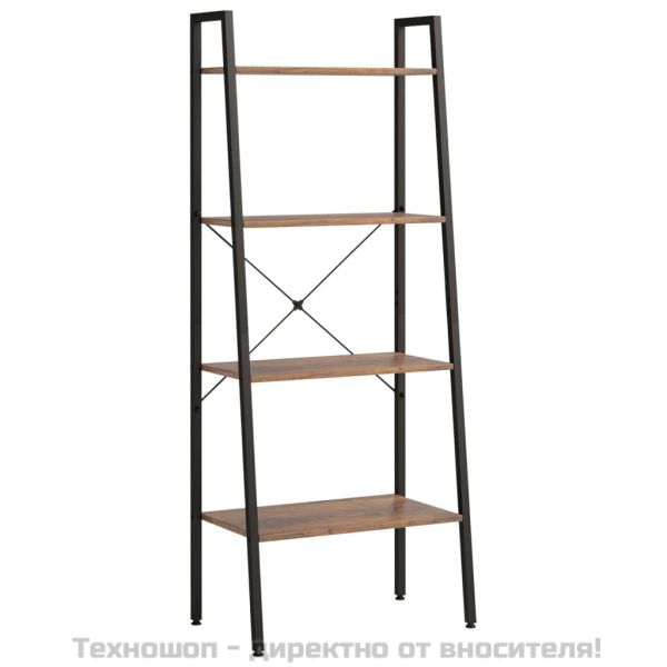 Стояща етажерка стълба 4 рафта тъмнокафяво и черно 56x35x140 см