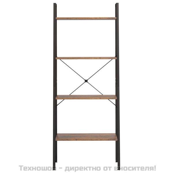Стояща етажерка стълба 4 рафта тъмнокафяво и черно 56x35x140 см