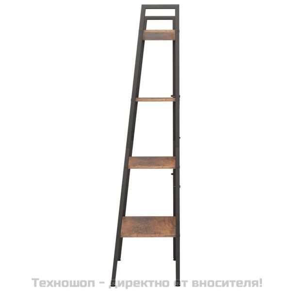 Стояща етажерка стълба 4 рафта тъмнокафяво и черно 56x35x140 см