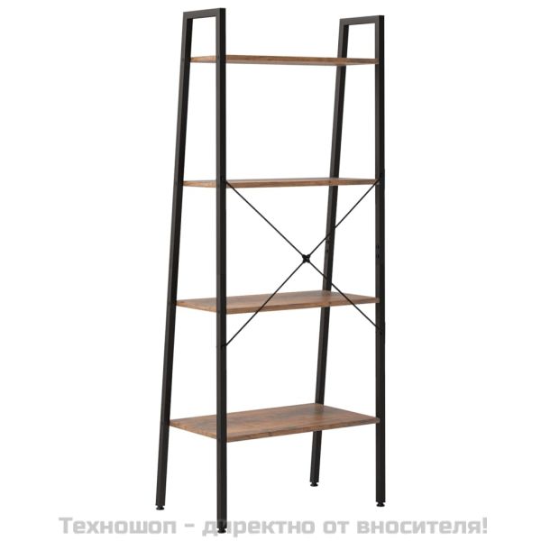 Стояща етажерка стълба 4 рафта тъмнокафяво и черно 56x35x140 см