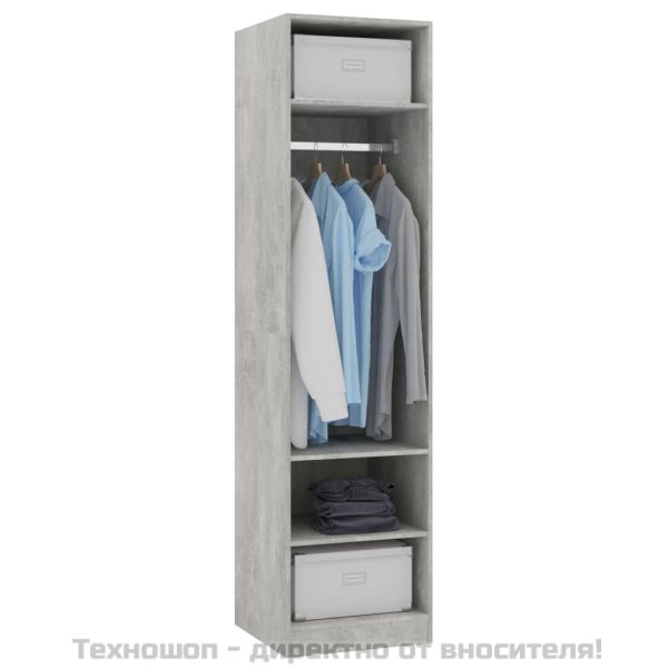 Гардероб, бетоново сив, 50x50x200 см, инженерно дърво