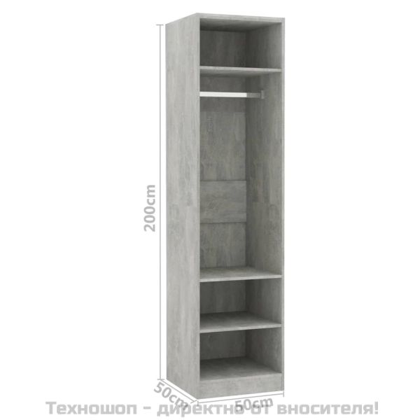 Гардероб, бетоново сив, 50x50x200 см, инженерно дърво