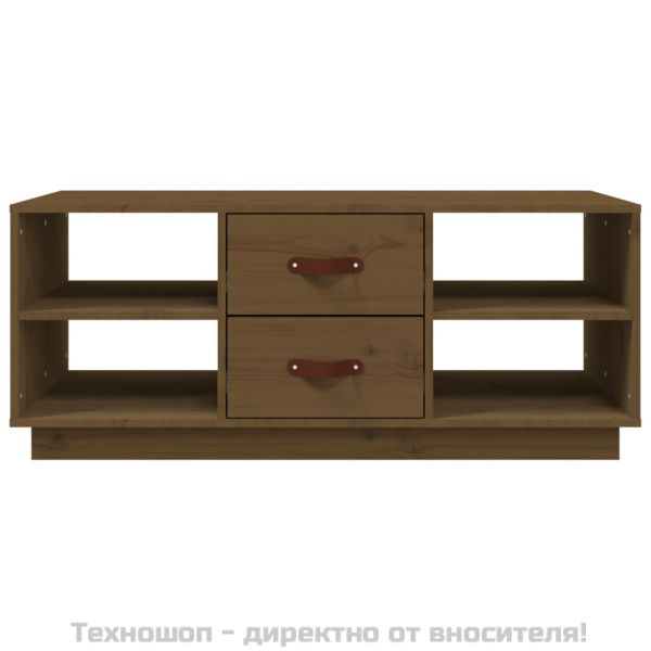 Кафе маса, меденокафява, 100x50x41 см, борово дърво масив