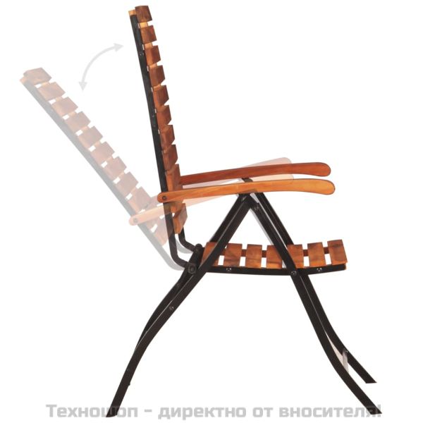 Накланящи се градински столове, 2 бр, акациево дърво масив