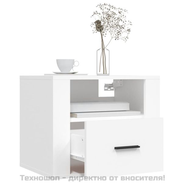 Нощни шкафчета за стенен монтаж, 2 бр, бели, 50x36x40 см