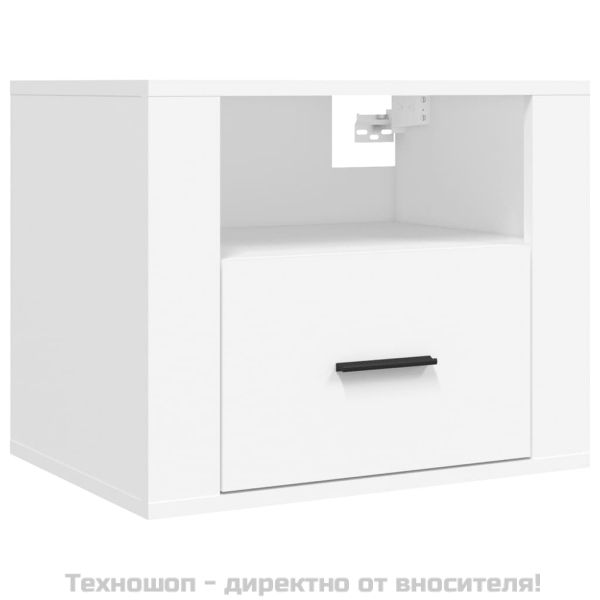 Нощни шкафчета за стенен монтаж, 2 бр, бели, 50x36x40 см