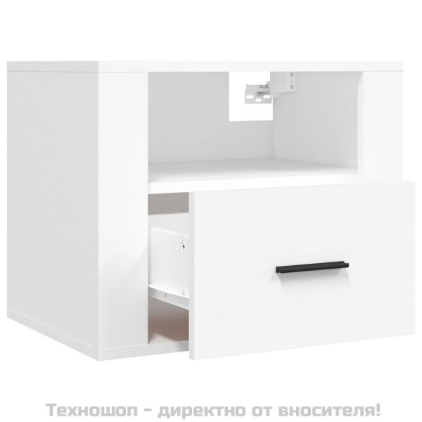 Нощни шкафчета за стенен монтаж, 2 бр, бели, 50x36x40 см