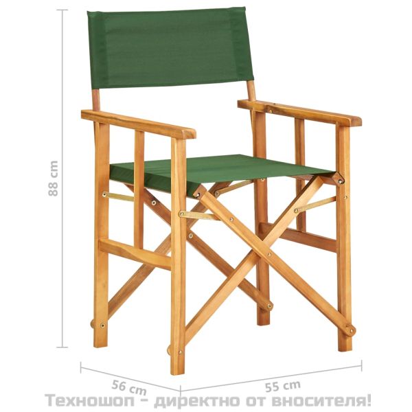 Режисьорски столове, 2 бр, акациево дърво масив, зелени