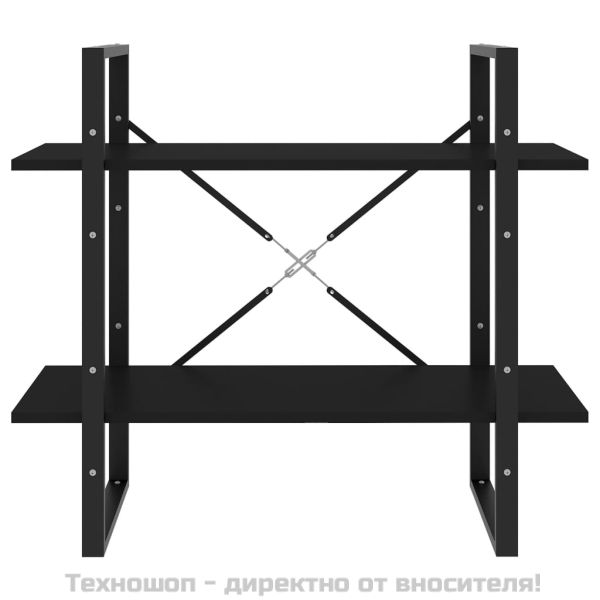 2-етажна библиотека, черна, 80x30x70 см, инженерно дърво