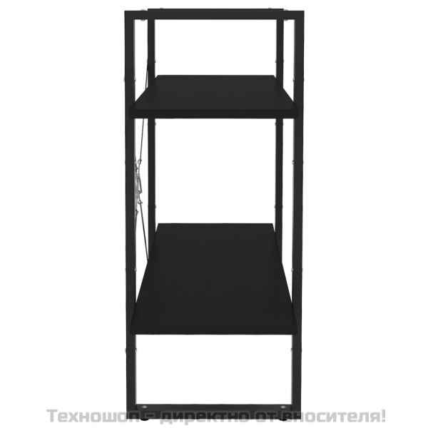 2-етажна библиотека, черна, 80x30x70 см, инженерно дърво