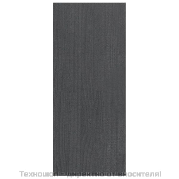 Библиотека разделител за стая, сива, 100x30x71,5 см, бор масив