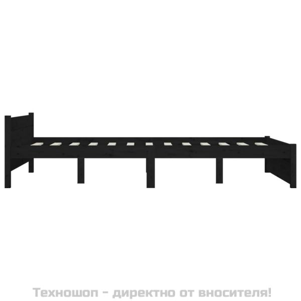 Рамка за легло, черна, дърво масив, 135x190 cм, Double