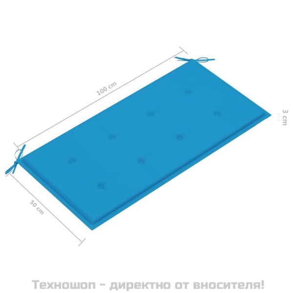 Възглавница за градинска пейка синя 100x50x3 см оксфорд плат