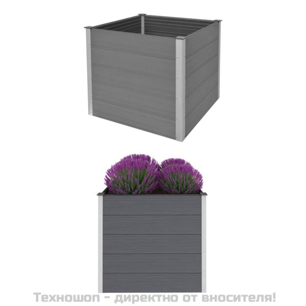 Градинска повдигната леха, WPC, 100x100x91 см, сива