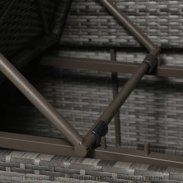 Градински комплект с възглавници, 4 части, полиратан, сив