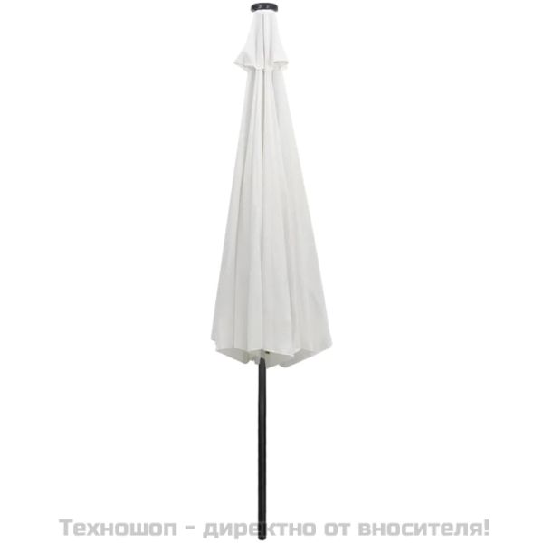 LED конзолен градински чадър 3 м пясъчнобял