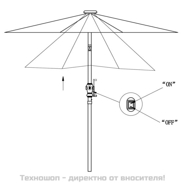 LED конзолен градински чадър 3 м пясъчнобял