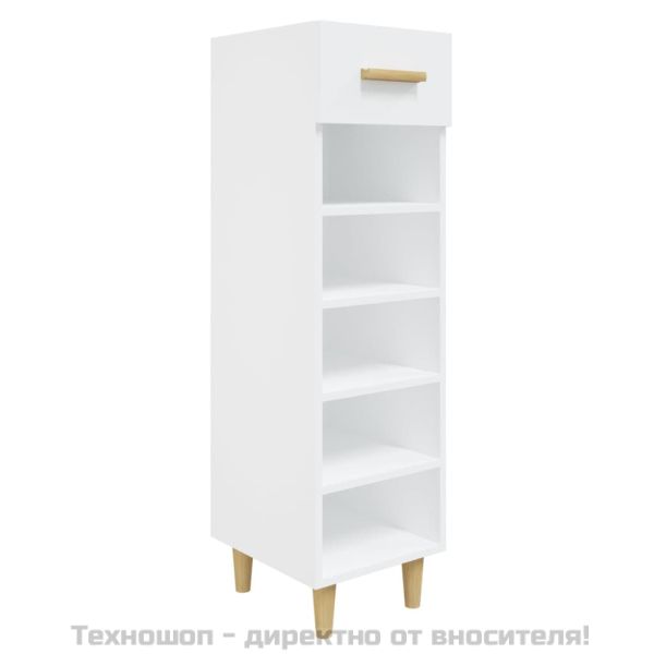Шкаф за обувки, бял, 30x35x105 см, инженерно дърво