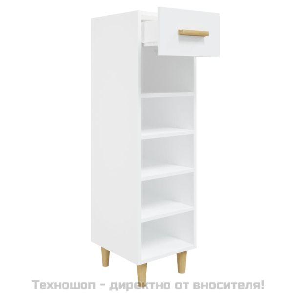 Шкаф за обувки, бял, 30x35x105 см, инженерно дърво