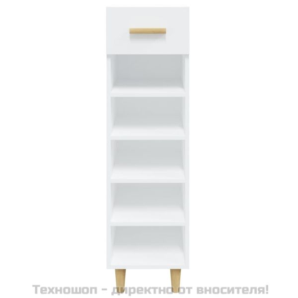 Шкаф за обувки, бял, 30x35x105 см, инженерно дърво
