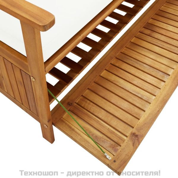 Пейка за съхранение с възглавница, 170 см, акация масив